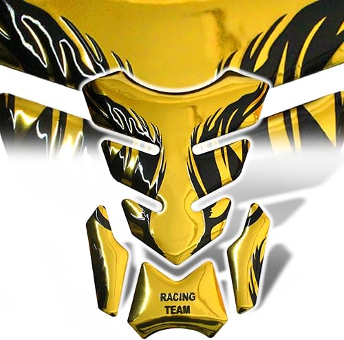 s 3D Negro Tribal Fuego Patrón Vinilo Combustible/Gas Tanque Pad Adhesivo/Adhesivo Protector Espejo Superficie Cromo Oro