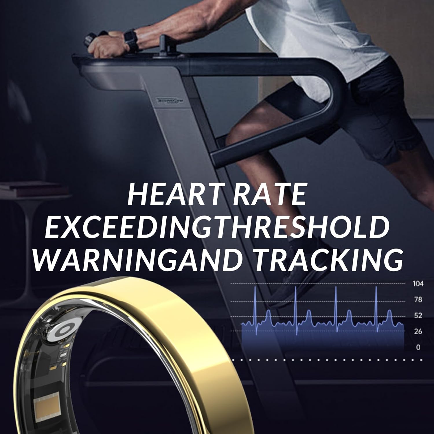 Ultra-Thin Smart Ring for Women&Men Fitness/Sleep/Stress/HR Tracker No Subscription iOS & Android Compatible 7 Day Battery Life (Gold, #13)