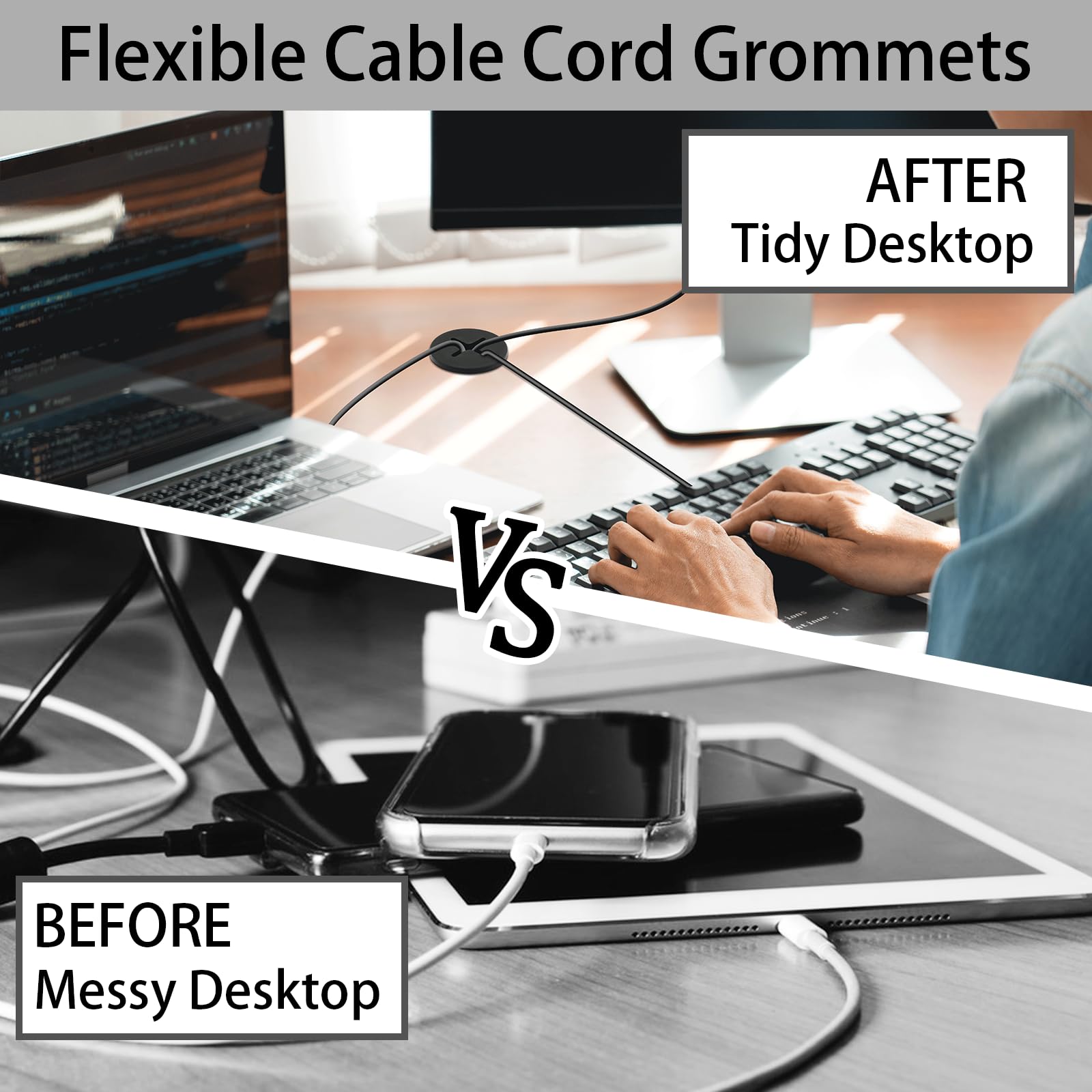 Desk Grommets - 13 Pack Cable Hole Covers -6