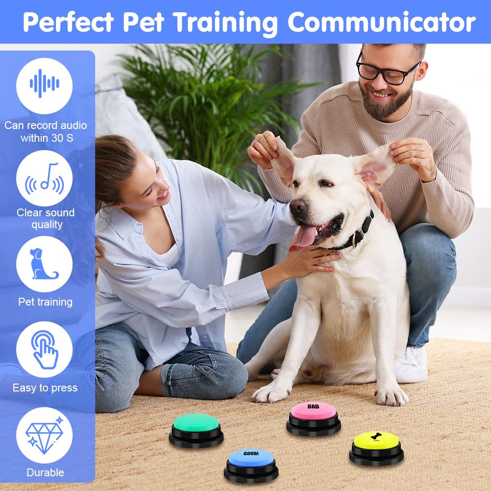 vsshe 4 PCS Dog Buttons Talk Training, Dog Buttons for Communication 30 Seconds Recording - Image 4