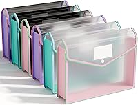 Vista 7 de ABC life Paquete de 6 carpetas de archivos expansibles de plástico, carpetas para documentos con cierre a presión, sobres de documentos de gran