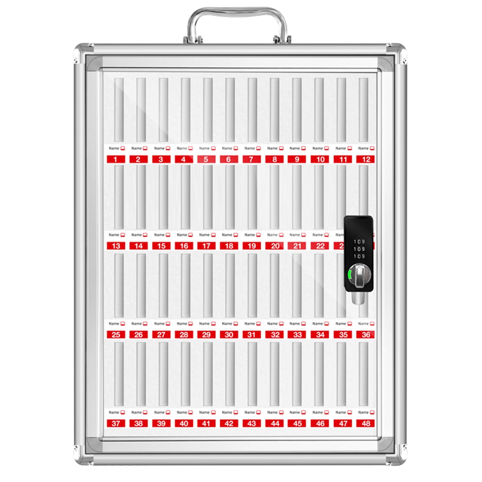 Mobile Phone Safe Deposit Box Aluminium Transparent Mobile Phone Cabinet Key Lock/Combination Lock Improve self-Control Suitable for Offices and Factories(Silver-2,48-bit)