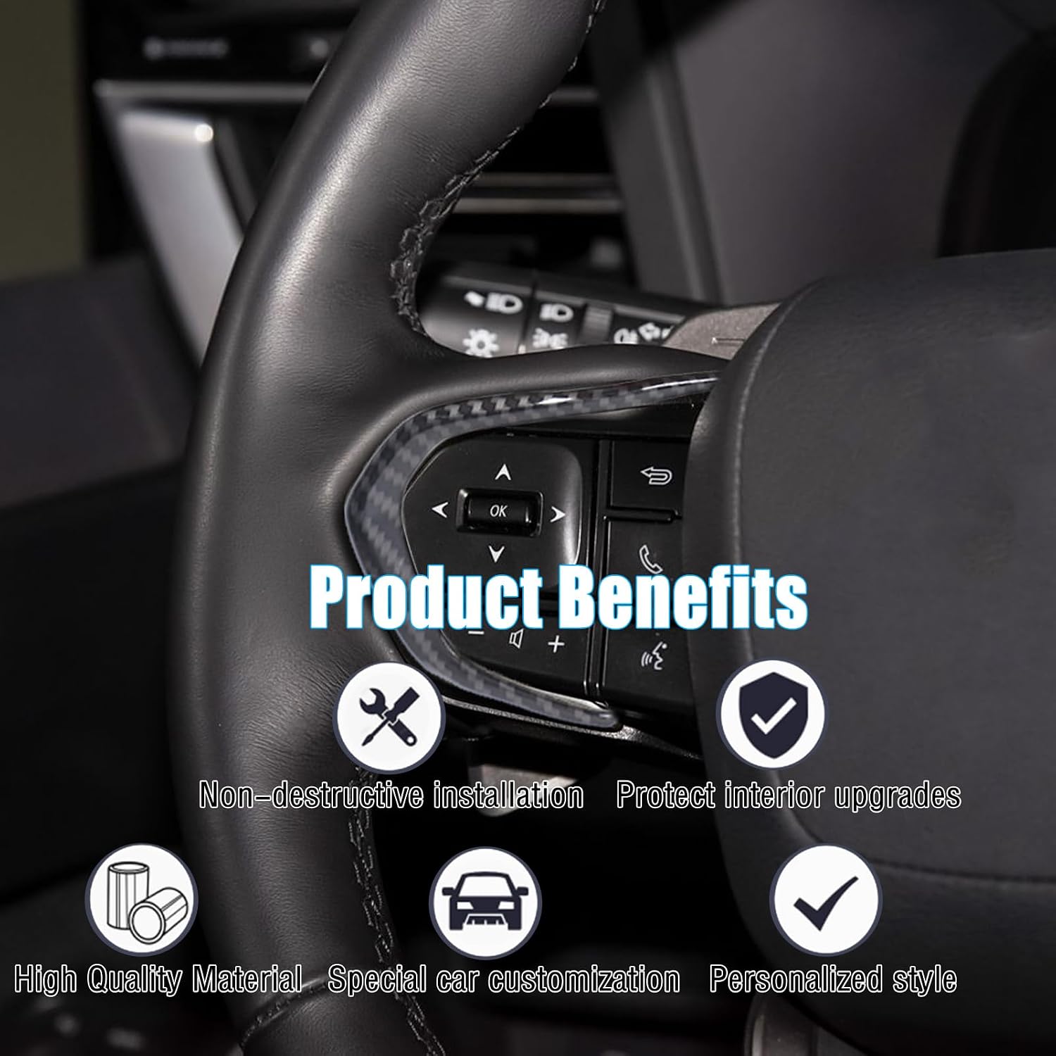 Car Steering Wheel Button Frame Cover Trim Compatible with 2024 2025 Lexus GX 550, Car Center Console Interior Panel Protection Frame Trim Decoration Accessories (Carbon Fiber Pattern)