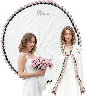 Rose Bouquet Blanket with Embroidered Name, Personalized Flower Bouquet ...