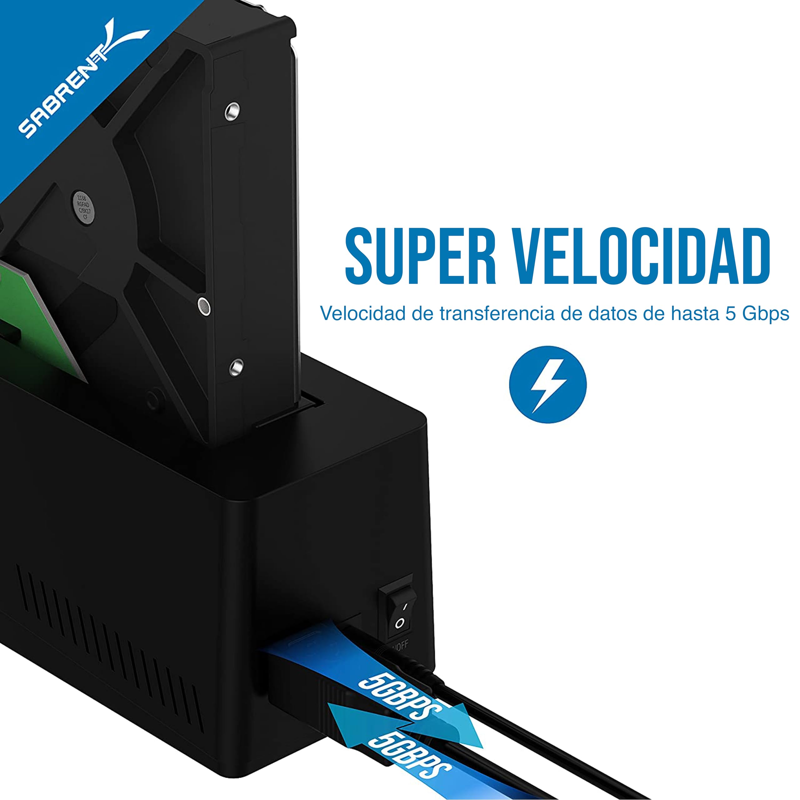 SABRENT Estación de Acoplamiento para SATA SDD/HDD de 2,5/3,5" | USB 3.0 | Velocidades de 5Gbps | HDD/SSD hasta 22TB [EC-UBLB]