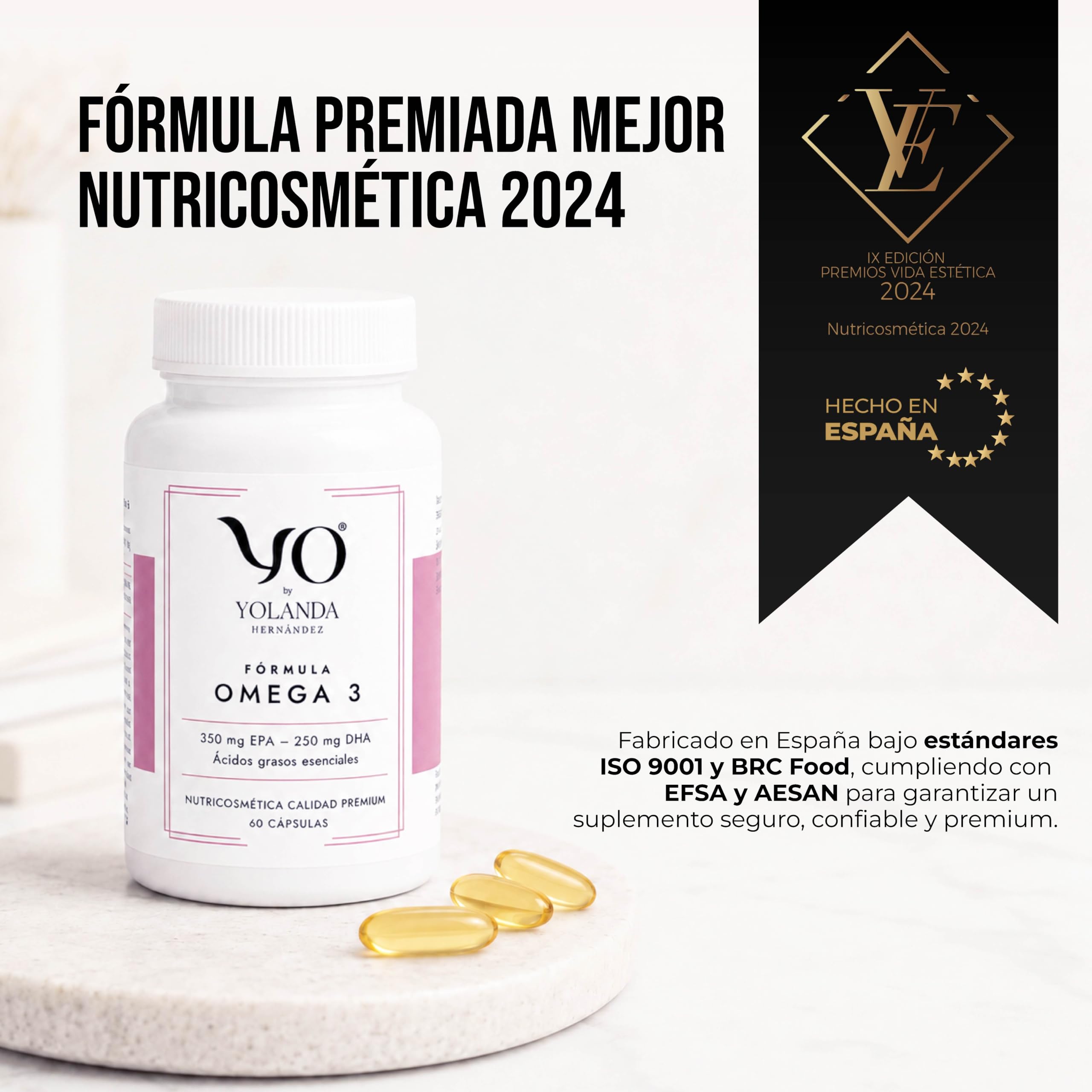 YO Fórmula Omega 3 | Alta Concentración 80% con 350mg EPA y 250mg DHA | Aceite Pescado Vitamina E más Sello IFOS |60 Cápsulas de Alta Biodisponibilidad