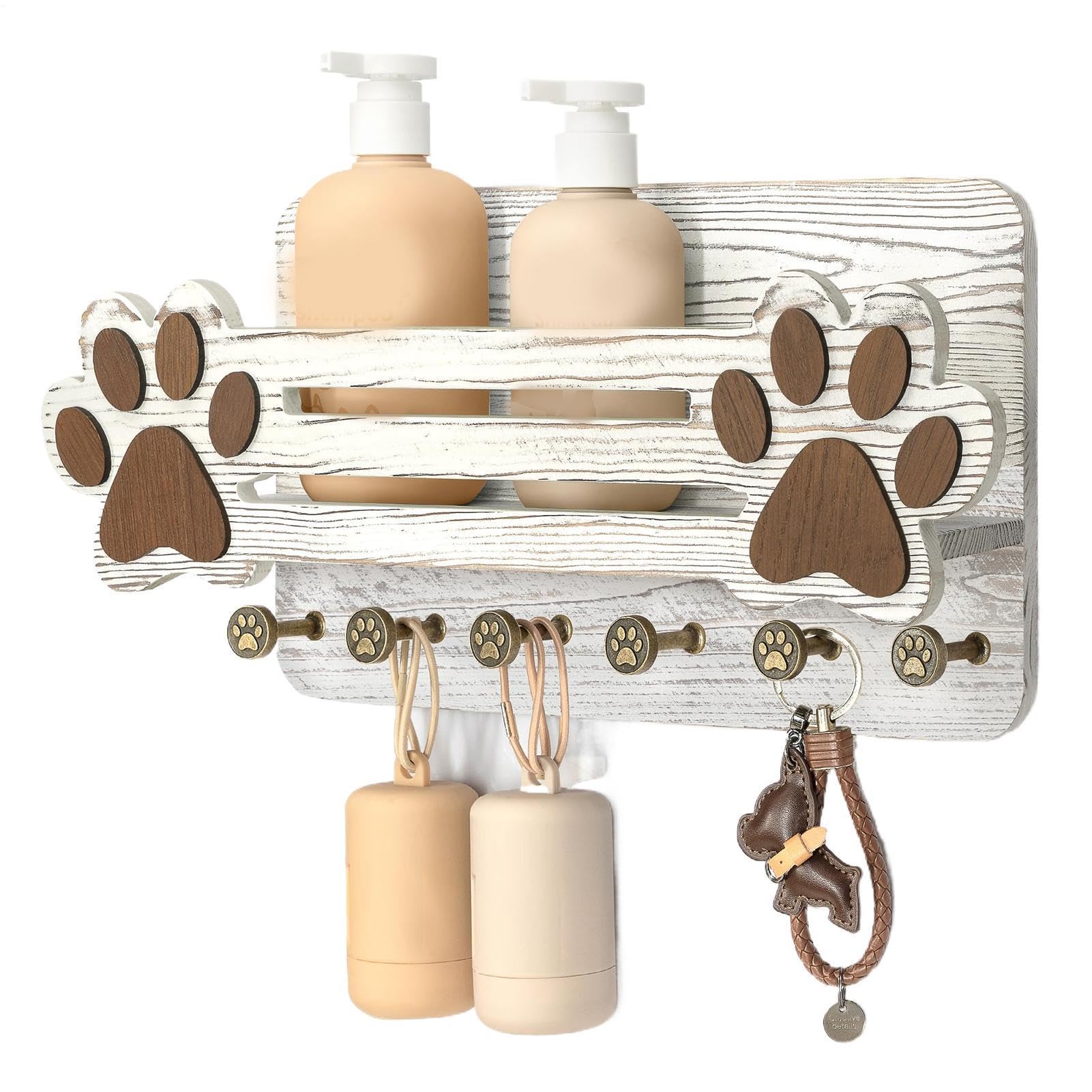 Organisateur laisses de chien mural à 6 crochets patte mignonne pour rangement intérieur maison