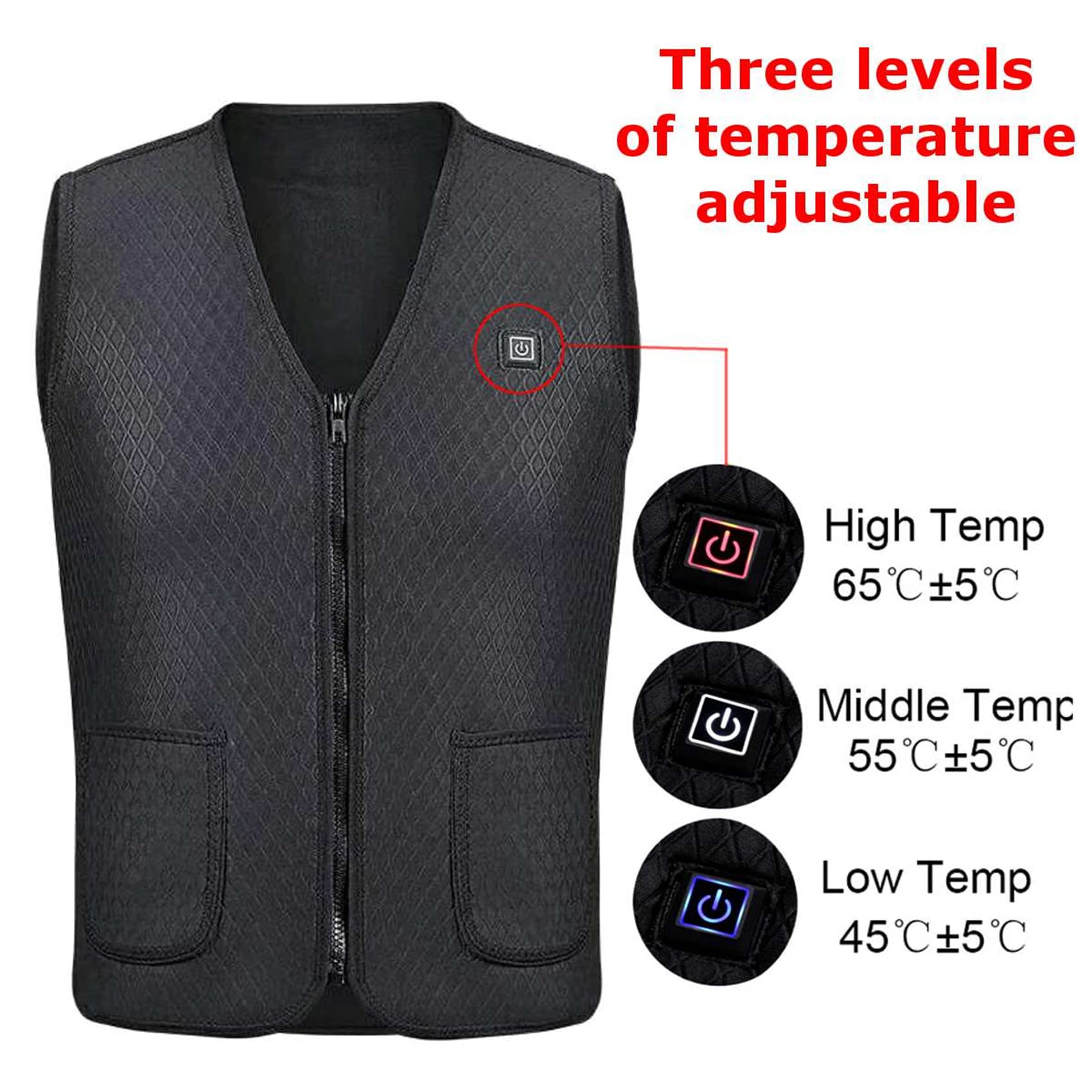 Chaqueta calefactable, Chaqueta calefactora for Exteriores, Chaleco Calefactor, Ropa de Senderismo, eléctrica Inteligente USB