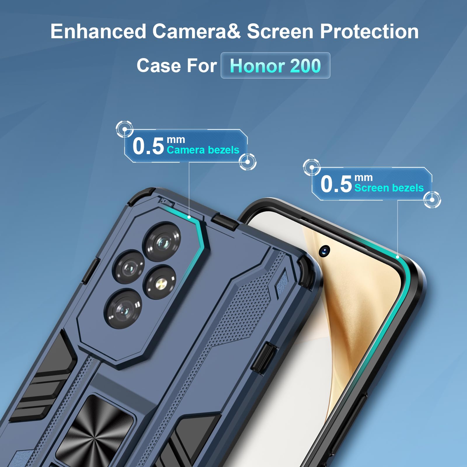 Funda para CMF Phone 2 Pro, Carcasa Antigolpes con Soporte anular metálico, Case Protectora de Grado Militar, Negro — view 486