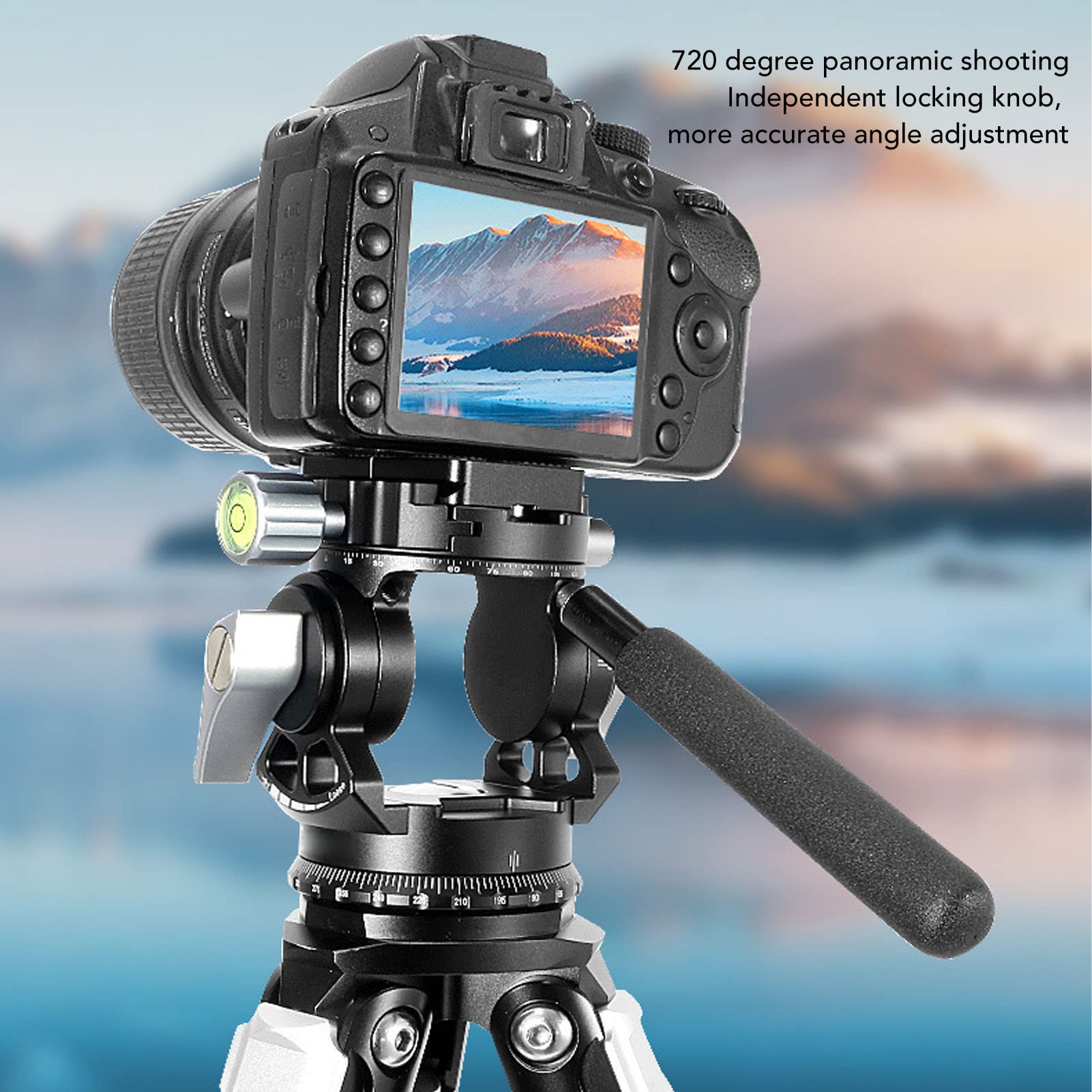 Cabezal de Trípode Panorámico para Cámara de Aleación de Aluminio con, Cabezal Fluido Ligero para Disparar Cámaras SLR