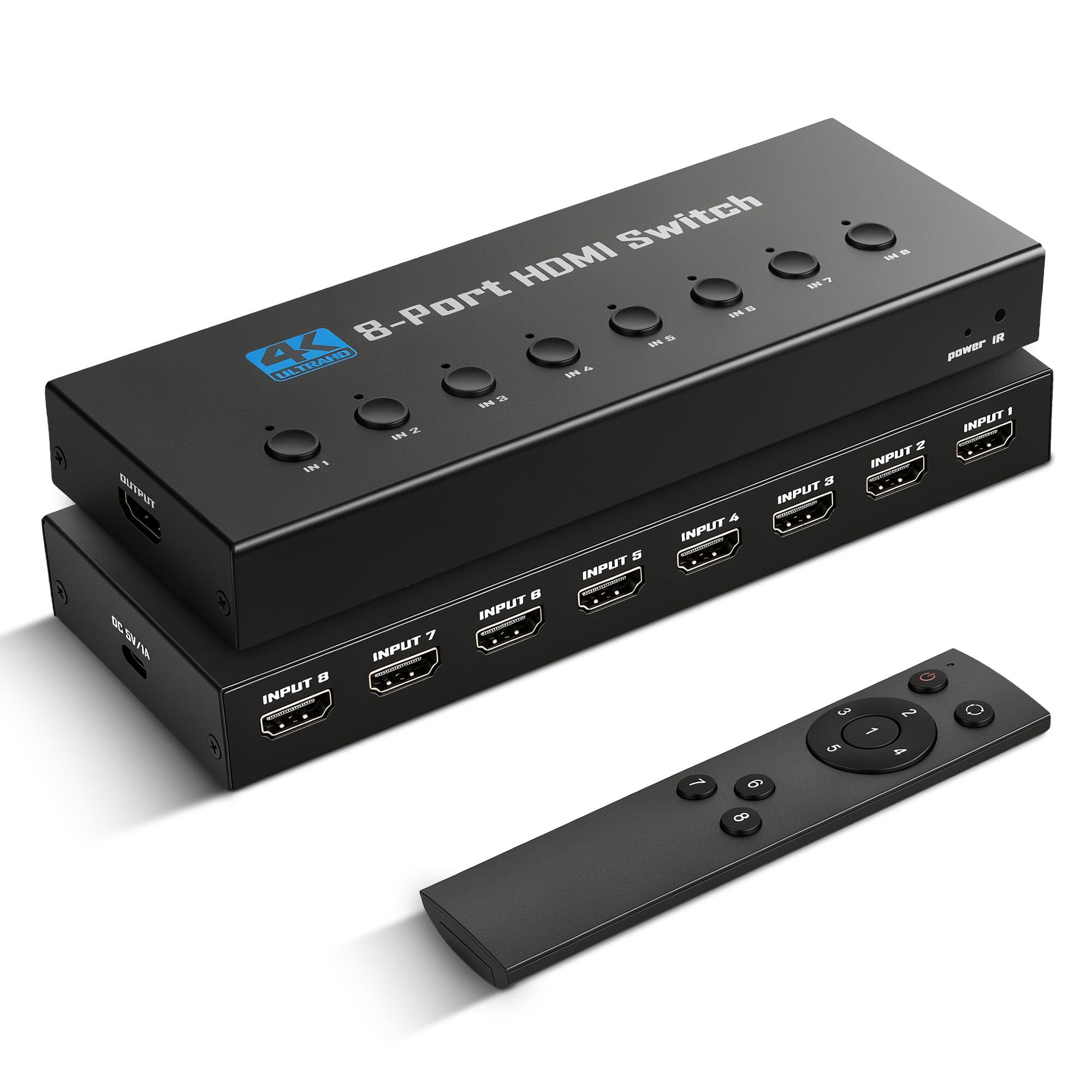 Photo 1 of [Upgrade] NEWCARE 8 in 1 Out HDMI Switch 4K@30Hz with Type-C Charging Cable, HDMI Switcher with IR Remote,8 Port HDMI Selector Box Support HDMI 1.4, Compatible with TV PS5/4 Xbox Laptops PC Projector