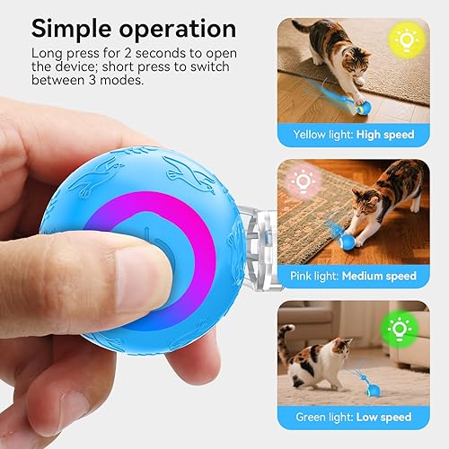 Miniatura 2 de Pelota interactiva de juguetes para gatos de interior, juguetes automáticos para gatos adultos aburridos de interior, activado por movimiento,