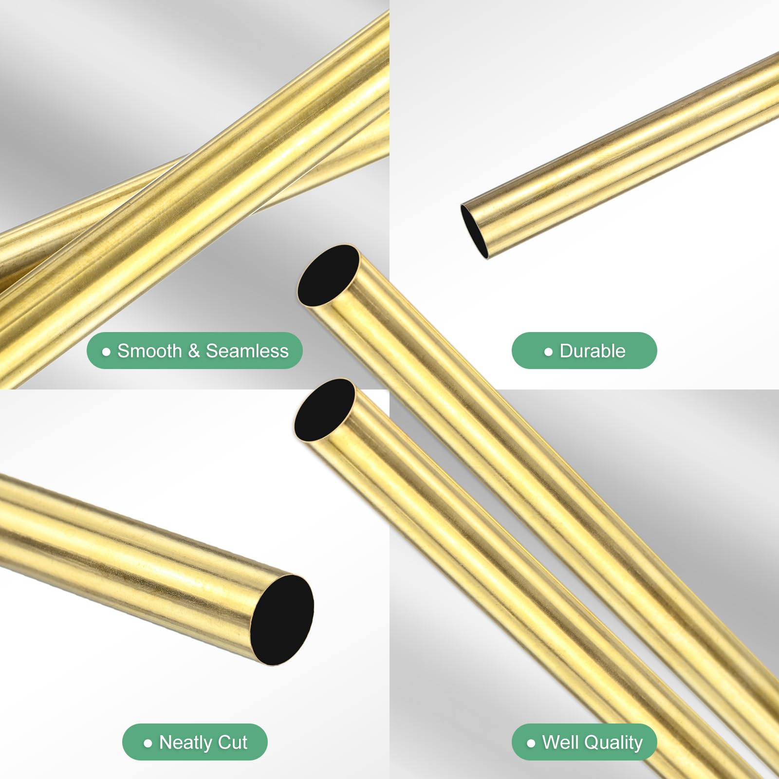 M METERXITY 2-Pz Tubo Rotondo Ottone 300mm 10mm OD Spessore Parete 0.2mm Tubazione Ottone H65 Senza Saldatura Tubo Dritto Metallo