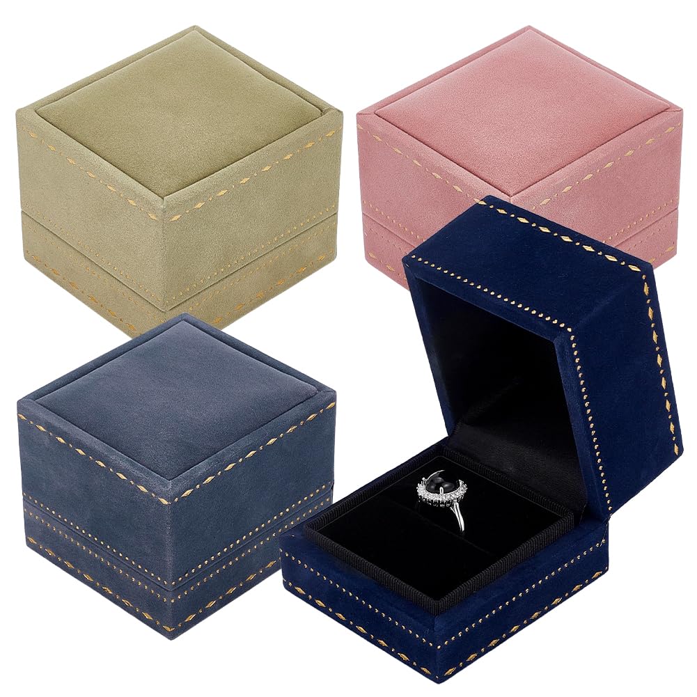 Caja de terciopelo para anillos con soporte expositor acolchado y protección interior