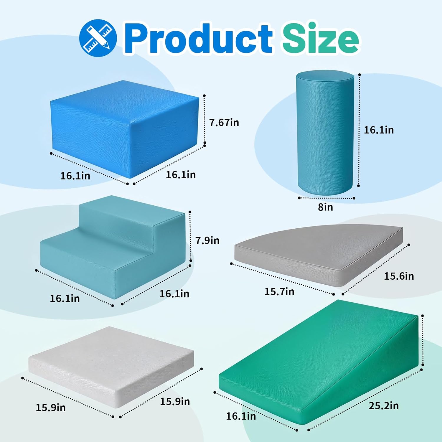 6-Piece Soft PU Leather Toddlers Climbing Toys for Baby - Kids Foam Climbing Blocks for Toddlers Indoor - Climb & Crawl Soft Foam Block Activity Play Set - Toys for Kids Crawling Sliding (Mixed Color) - Image 2