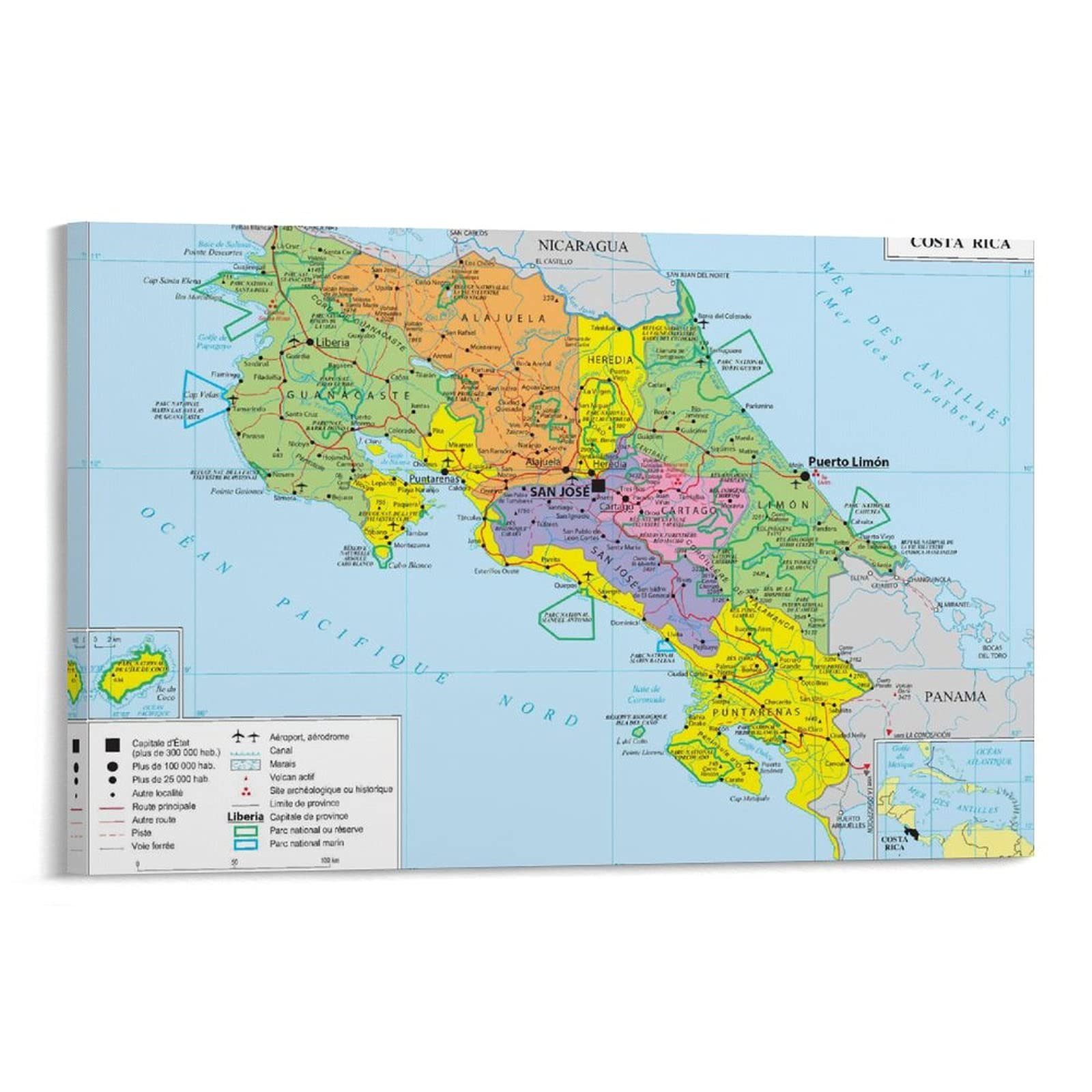 Buy Wugod Geopolitical of Costa Rica Canvas and Wall Art Picture Print