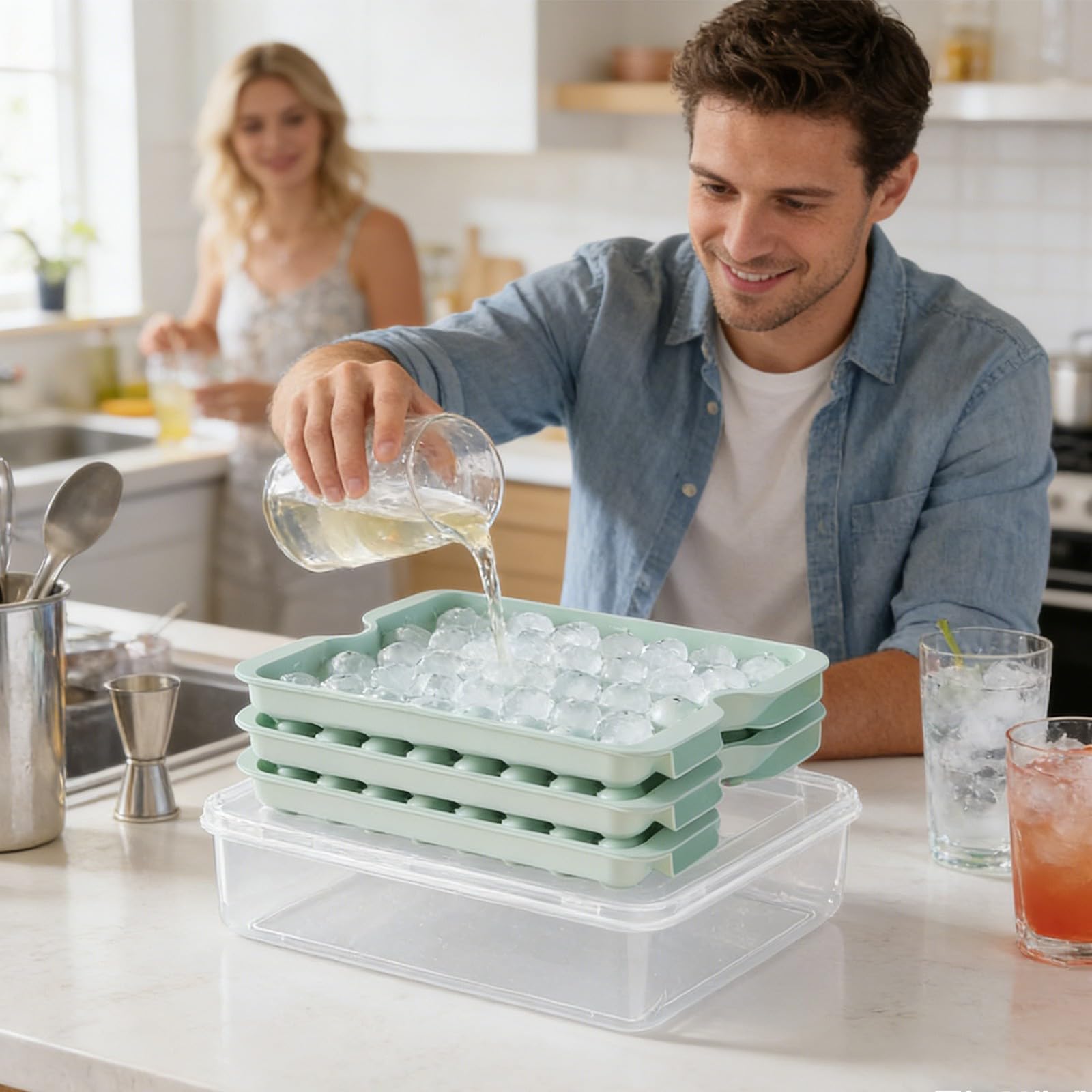 Générique Bac a Glacon, Glacons Moule de Qualité Alimentaire Avec Couvercles, Libère Tous Les Glaçons en une Seconde, Sans BPA, Bac à Glaçons bacs à Glaçons Carrés Faciles à Retirer