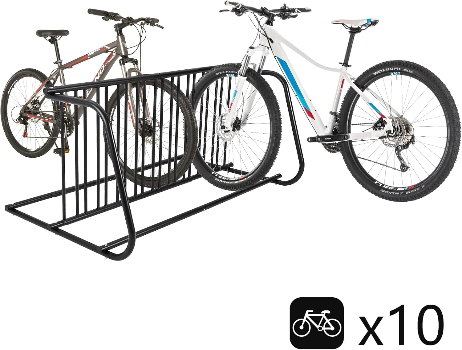 Heavy-Duty 10-Bike Outdoor Bike Rack – Double-Sided Commercial Bike Stand for Indoor & Outdoor Use in Garages, Schools, Retail Stores, Event Venues
