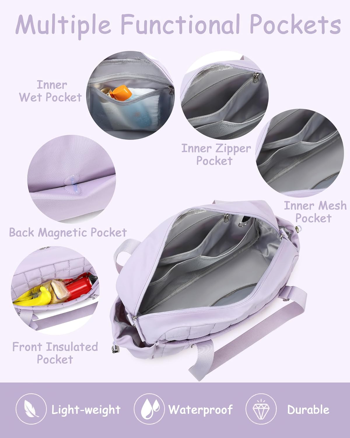 CAMTOP Gym Bag for Women, Lightweight Duffle Bag for Travel With Insulated Pocket and Wet Pocket, Small Carry On Bag for Dance Yoga Work