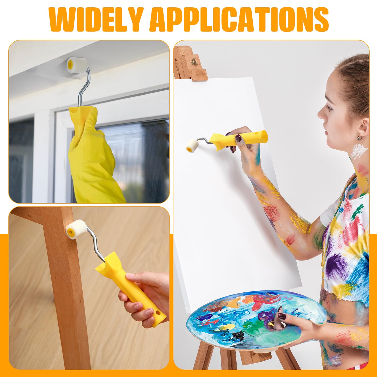 Honeydak Mini rodillo de pintura pequeño para retoques de borde o esquina, herramienta de pinceles de lana extra pequeños para marcos de ventanas y marcos de fotos (paquete de 16, 1 pulgada)