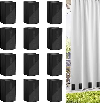 24 Pcs Outdoor Curtain Weights, Plastic Wrapped Waterproof Curtain Weights Outdoor Magnetic Weights Bottom Square Magnets Weight for Curtains for Heavy Wind,Patio,Mosquito,Cabana,Gazebo,Flags