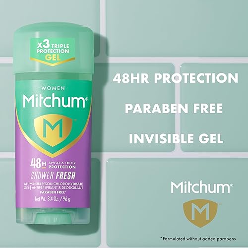 Miniatura 3 de Mitchum Women’s Antiperspirant Deodorant Gel Stick, Shower Fresh Scent, 48HR Sweat & Odor Protection, Triple Odor Defense, Alcohol-Free, 3.4 oz