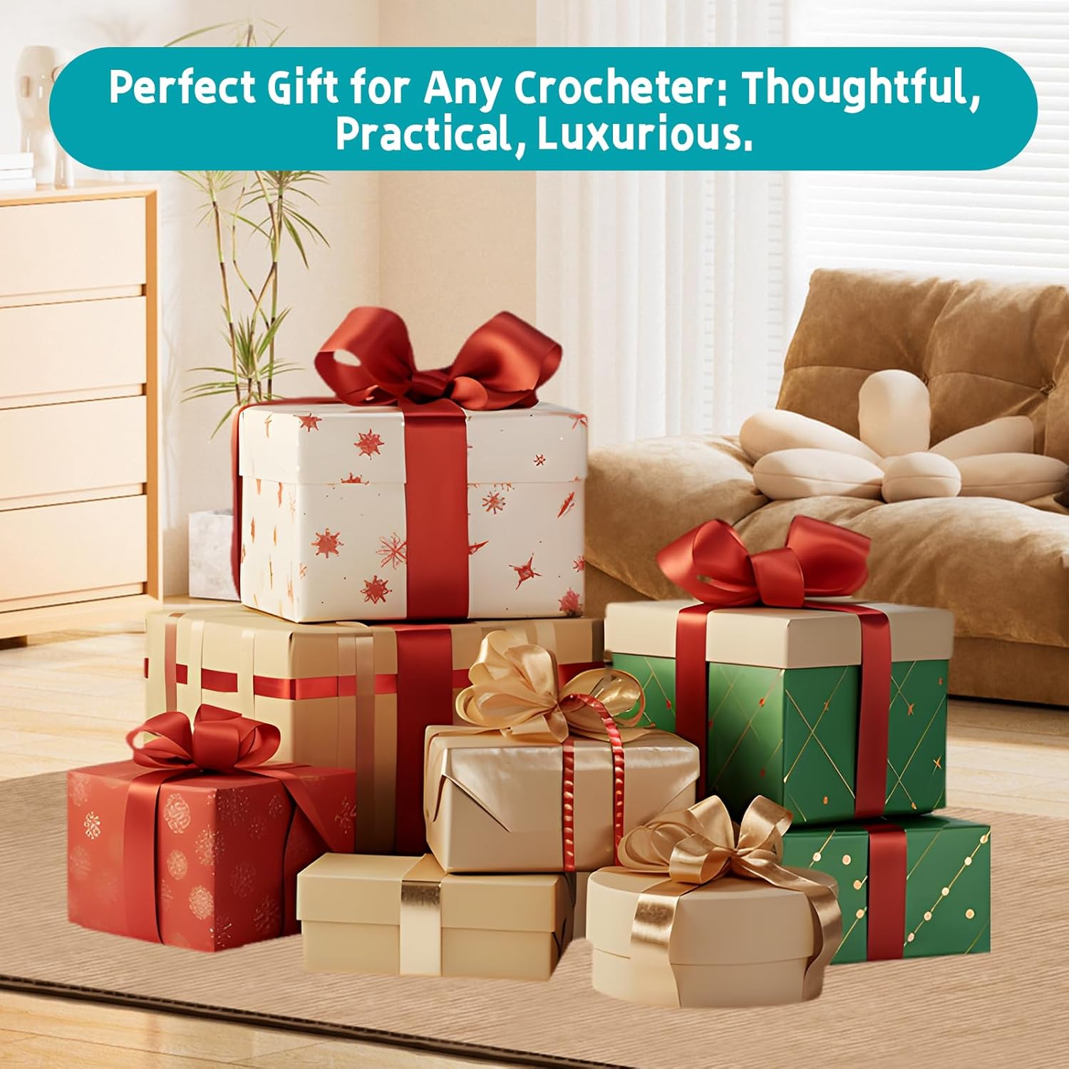 Mdoker Interchangeable Crochet Hooks Set – 9 Sizes (3.5mm‑8mm) Wooden Handle & Aluminum Hooks with Embroidered Storage Bag Inline Wooden Crochet Hook – Ideal for Knitting,Crochet & Travel