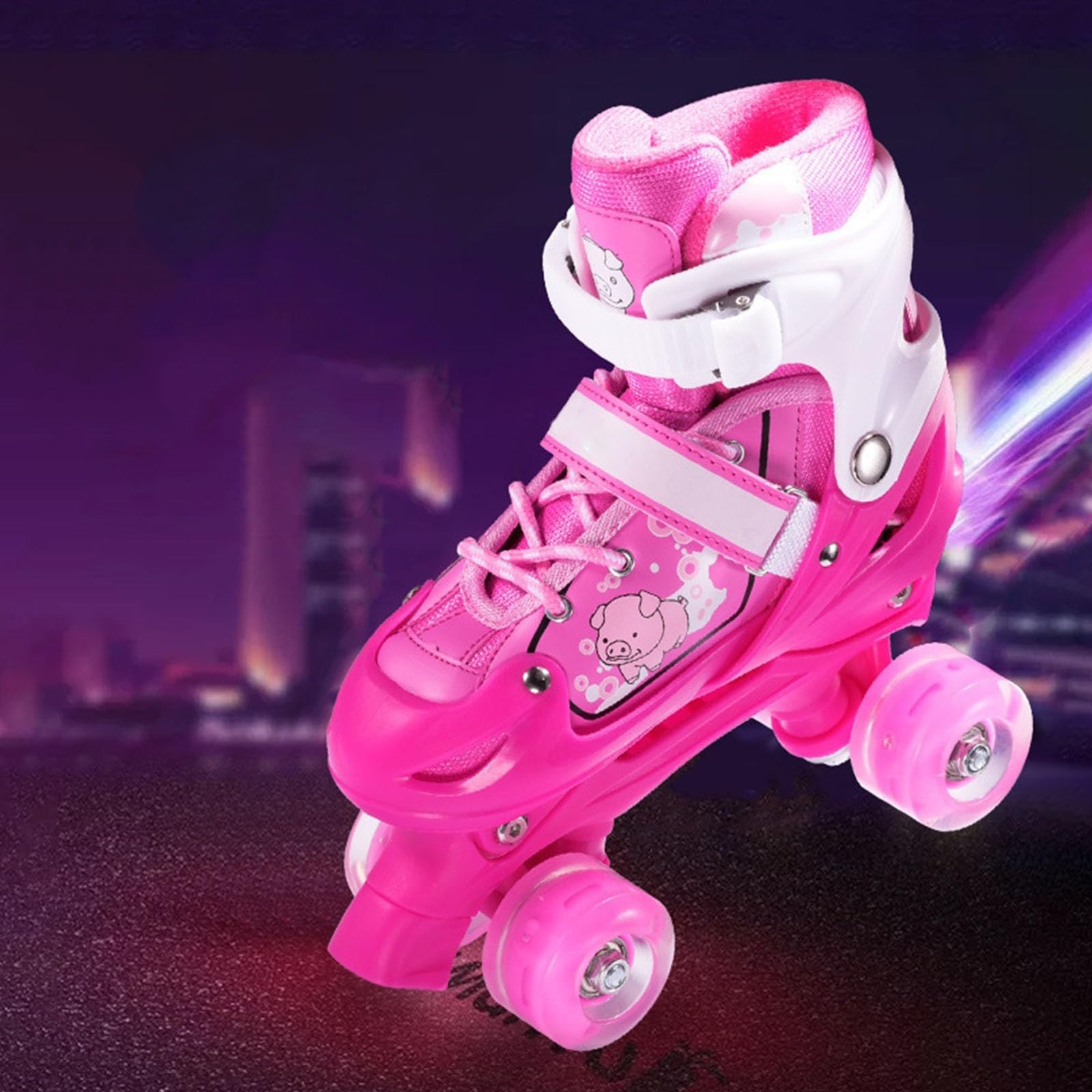 Roller Enfant à Double Rangée pour Filles Et Garçons Et Adultes avec Roues Lumineuses, à Quatre Roues Débutants Patin A Roulette pour L'Intérieur Et L'extérieur