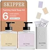 Tirtyl Skipper Hand Wash Duo Kit Glass - 2 Glass Foaming Dispensers + 6 Tablet Refills (6x 8 fl oz bottles of soap) + 1 Storage Tin - Variety Fragrances