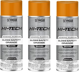 16-120 Seymour Hi-Tech Enamel Spray Paint—Gloss Safety Orange (12 oz, 3-Pack / 36 oz Total) | Durable General Purpose Spray Paint for Metal, Wood, Plastic & Fiberglass