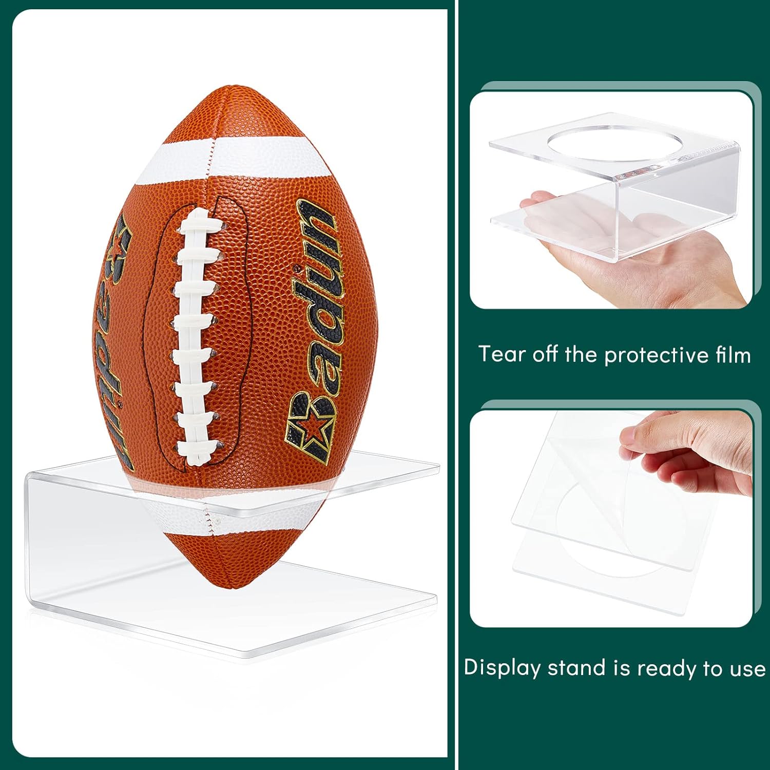4 Pcs Football Stand Display Clear Display Stand for Football Acrylic Football Holders Football Display Case Sports Ball Storage Rack for Basketball Football Volleyball Soccer Collection Holder