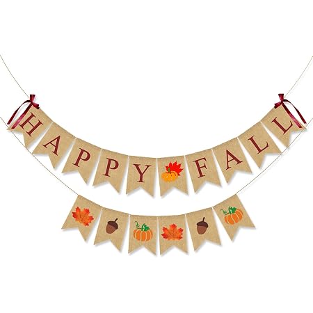 Amazon.com: Whaline Fall Thanksgiving Burlap Banner Retro Rustic Autumn ...