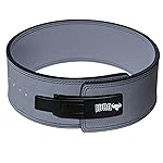 IBRO Powerlifting Lever Gym Belt - Power 10MM Extreme Heavy Duty Genuine Leather Belts - Squats Deadlifts Bodybuilding Weight Lifting IPF Power Lifting Strongman for Men 10mm Grey L