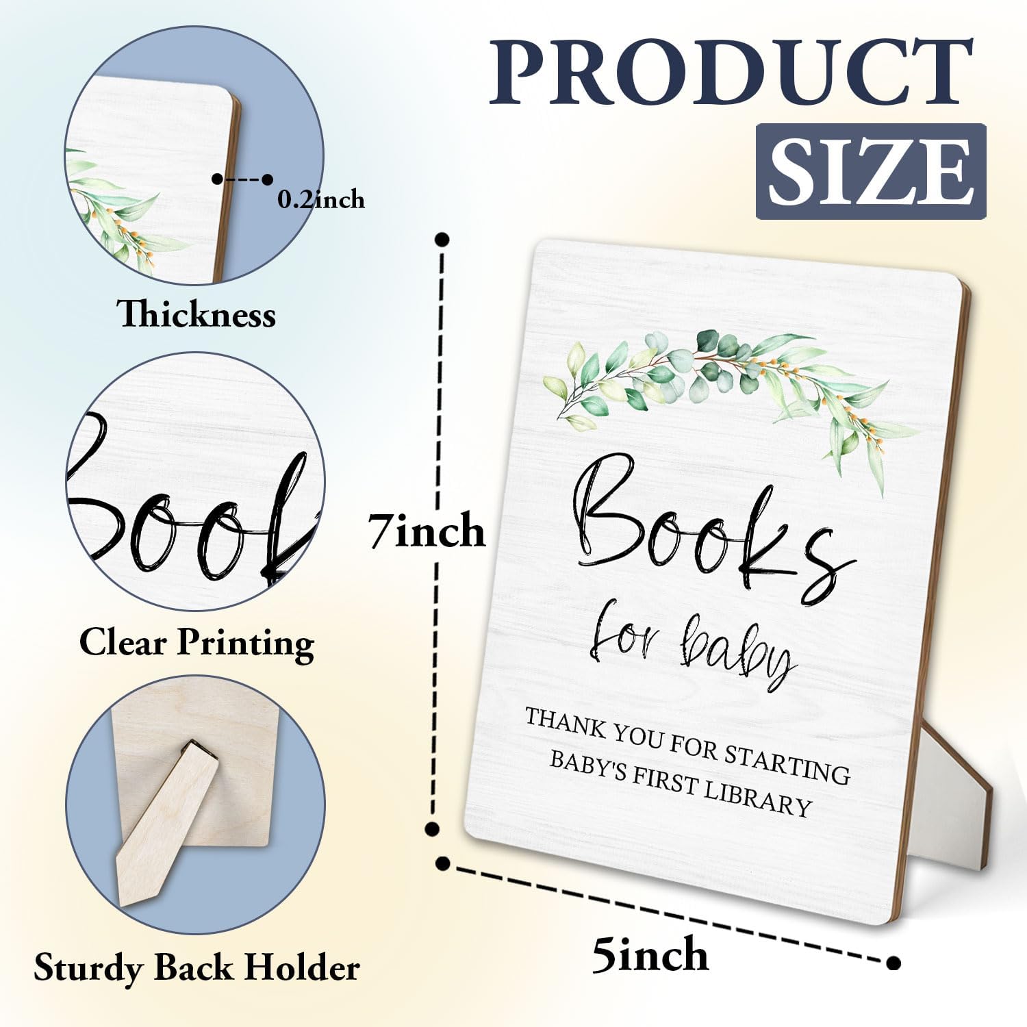 Welcome Baby Shower Sign 5"X7", Books for Baby Shower Table Wooden Stand Signs, Book Themed Gifts Party Table Decorations for Boys Girls Newborn(5x7 Inch) image 2