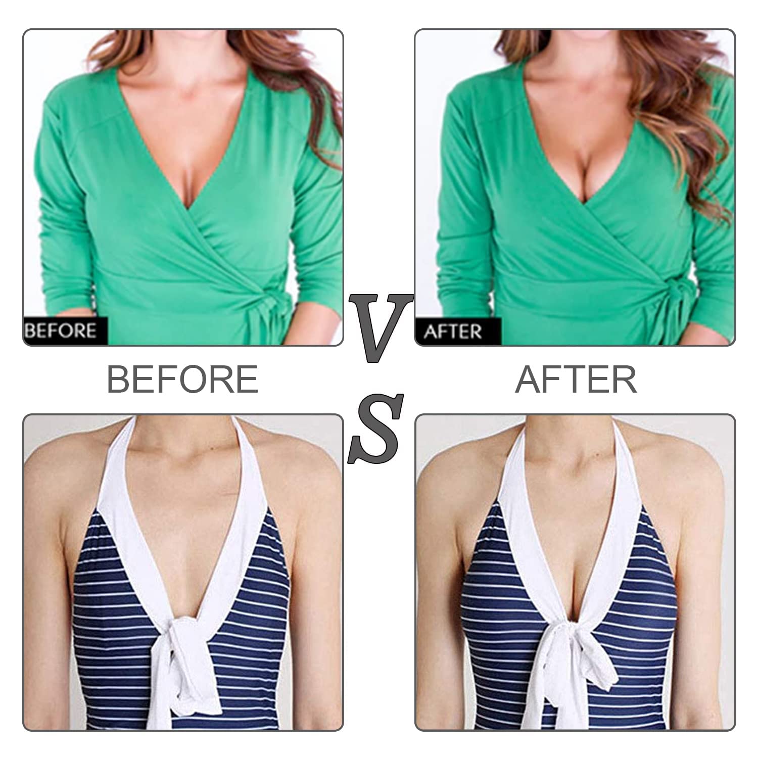 Reggiseno adesivo in Silicone senza Bretelle, riutilizzabile, invisibile, traspirante, push-up – 2 paia per abiti schiena scoperta e scollatura