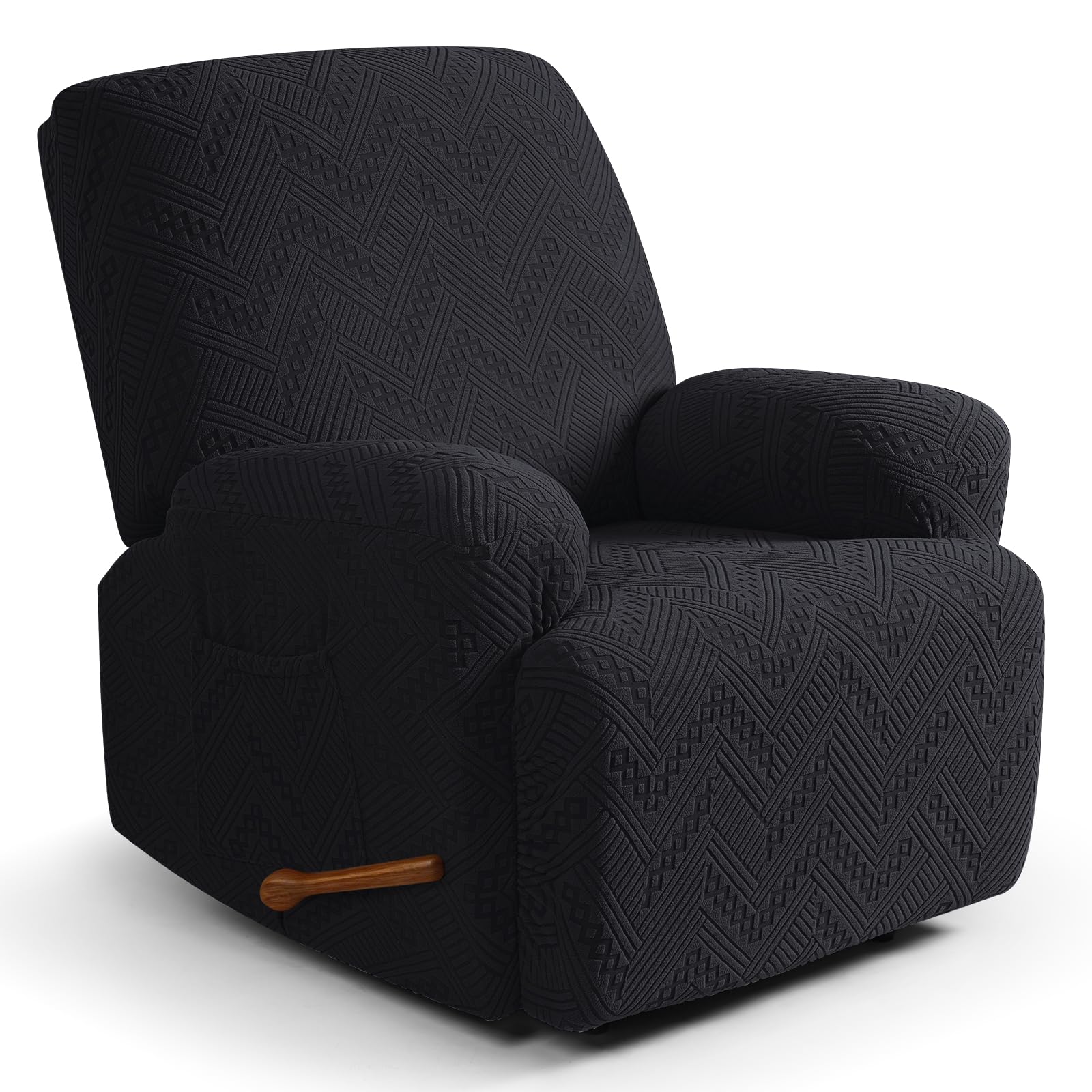 Ruaozz Recliner Chair Covers, Soft Stretch Recliner Slipcover, Black