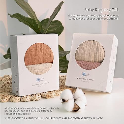 Miniatura 7 de lulumoon Sábanas de moisés de muselina para bebé Sábanas de cuna de algodón neutro para niños y niñas - Ajustadas para rectángulo ovalado o reloj de