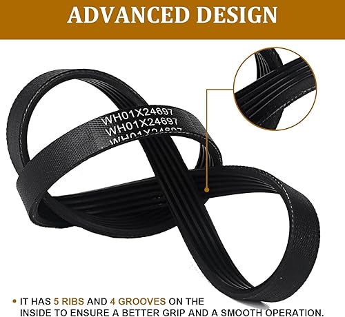 Miniatura 4 de WH01X24697 Correa de transmisión de lavadora compatible con GE, lavadora de ropa Hotpoint, piezas de repuesto AP6037512, 4585709, PS11767488,