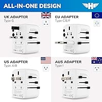 Vista 4 de Hero Premium Adaptador de Enchufe de Alimentación de EE. UU. a India (Tipo D, Paquete de 3, Conectado a Tierra)