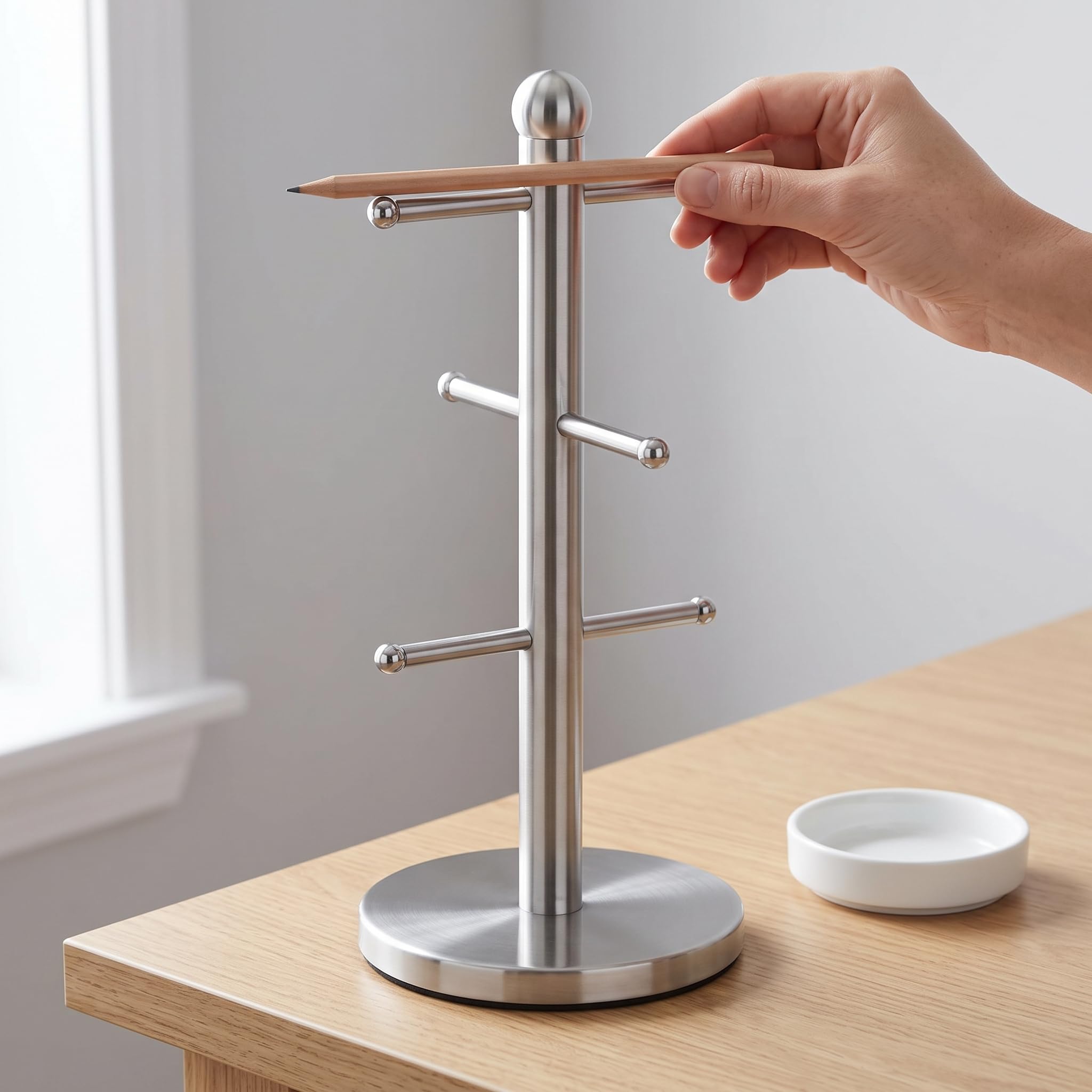 Organizer Gioielli e Porta Collane Verticale in Metallo, Espositore Gioielli per Accessori Capelli