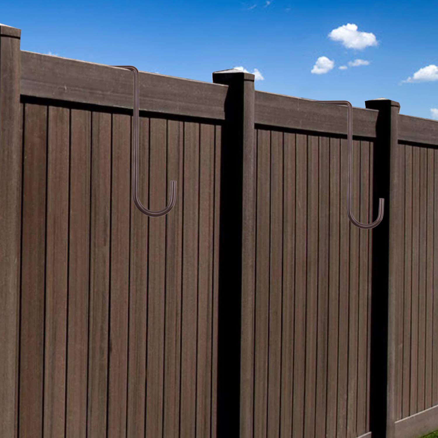 ESFUN 6 Pack 2 x 6 inch Fence Hooks Patio Hooks Brown Powder Coated