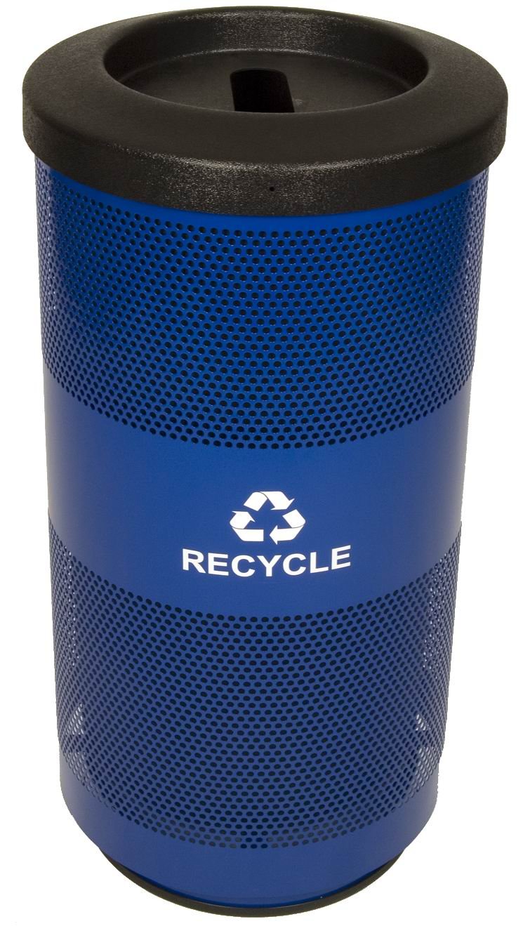 Witt Industries SC20-01-RP-BL Stadium Series Waste Recycling Receptacle with Slotted Opening, Steel, 20 gal, Blue