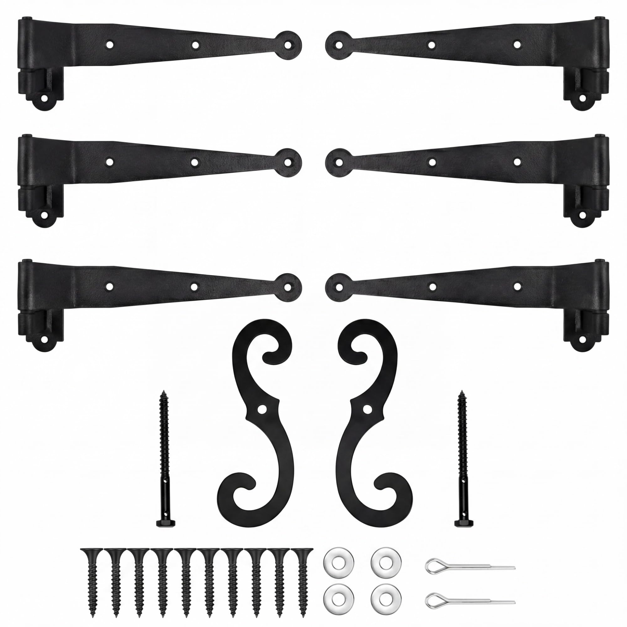 6 Pcs Steel Blind Shutter Hinges Black Pintle Strap Hinge Set