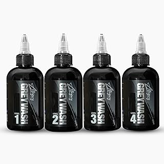 Allegory Greywash Tattoo Ink Set 4oz – Premium Professional-Grade Signature Greywash Shades for Smooth, Vegen Friendly, Crafted in The USA, Consistent Tattooing (Set of 4 Bottles)