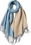 MaaMgic Women's Pashmina Shawl Large Soft Scarf Wraps Light Blanket Scarf for Evening Dress Warm Daily Travel Office,Camel Cream Duo