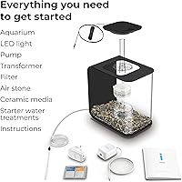 Vista 3 de biOrb Flow 15 - Acuario acrílico de 4 galones con luces LED blancas, moderno y compacto para exhibición en mesa o escritorio, negro