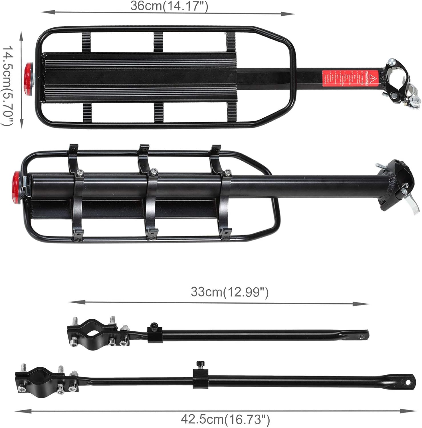 Voilamart Rear Bike Rack Bicycle Cargo Rack Quick Release Bike Cargo Rack Adjustable Aluminum Alloy Bike Luggage Carrier 120 lbs Capacity Easy to Install : Sports & Outdoors