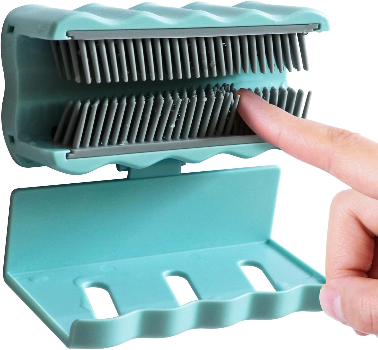 Hair Collector for Showers, 2-in-1 Shower Hair Catcher Wall, Reusable Wavy Drain Protector, Silicone Foldable Hairs Catcher for Shower, Bathroom, and Bathtub (Green)