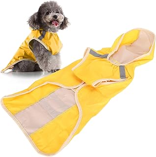 Waterproof Dog Raincoat Pet Rain Clothes Reflective Dog Rain Jacket Adjustable Lightweight Dog Rain Coat for Small Medium Large Dogs(L-Yellow)