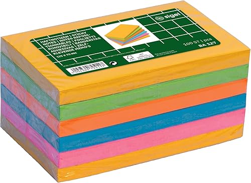 Miniatura 4 de SIGEL BA127 - Notas adhesivas rectangulares, 80% superficie adhesiva, 4.9 x 3.0 in, 5 colores, 6 blocs x 100 hojas